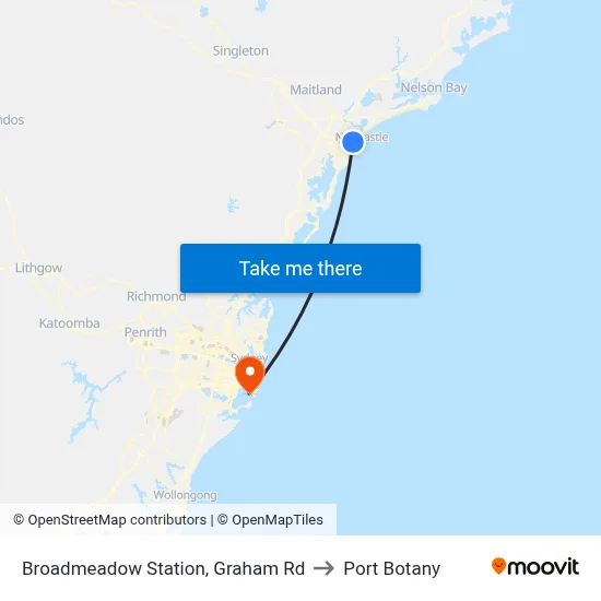 Broadmeadow Station, Graham Rd to Port Botany map