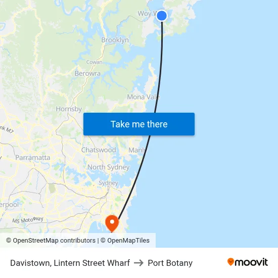 Davistown, Lintern Street Wharf to Port Botany map