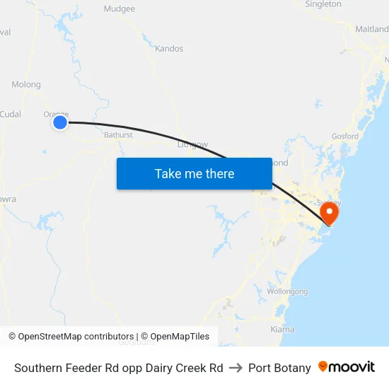 Southern Feeder Rd opp Dairy Creek Rd to Port Botany map