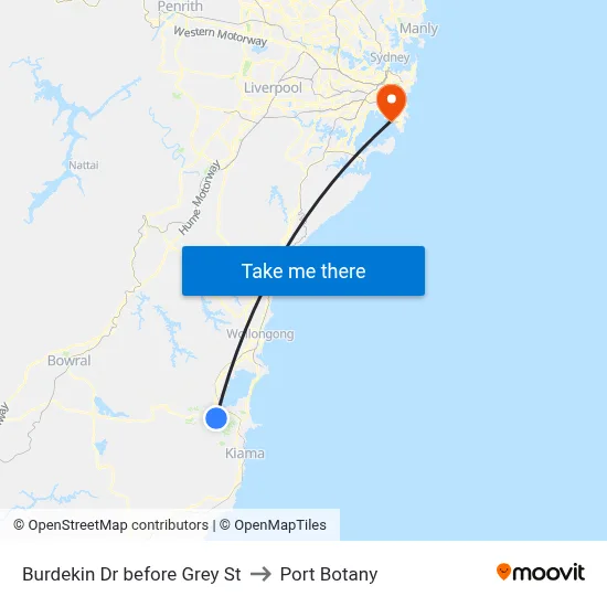 Burdekin Dr before Grey St to Port Botany map