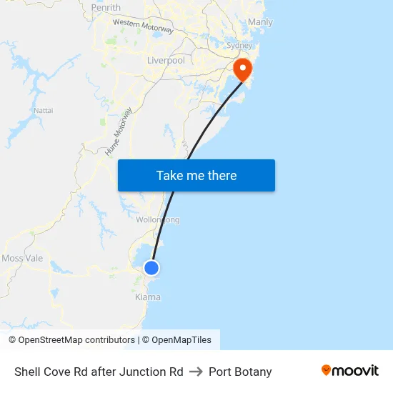 Shell Cove Rd after Junction Rd to Port Botany map