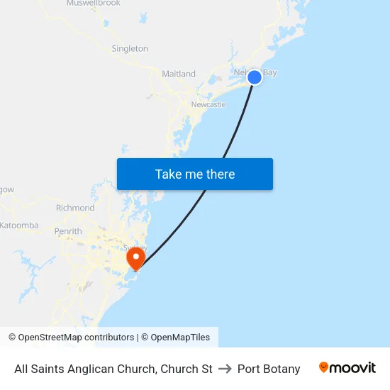 All Saints Anglican Church, Church St to Port Botany map