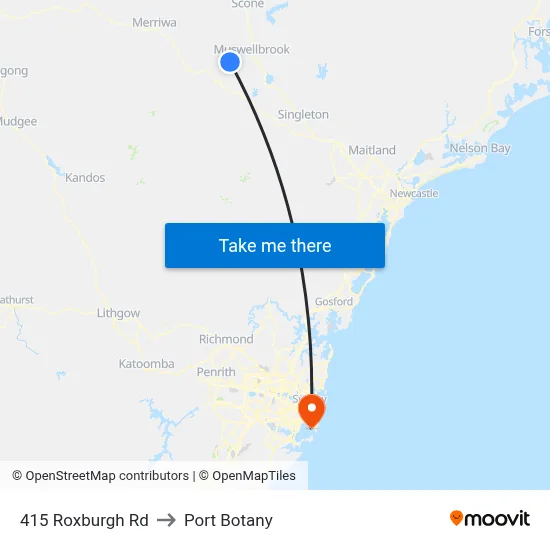415 Roxburgh Rd to Port Botany map