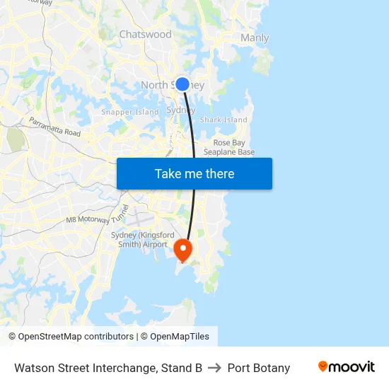 Watson Street Interchange, Stand B to Port Botany map