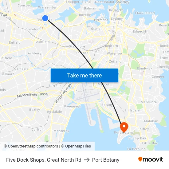 Five Dock Shops, Great North Rd to Port Botany map