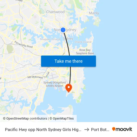 Pacific Hwy opp North Sydney Girls High School to Port Botany map