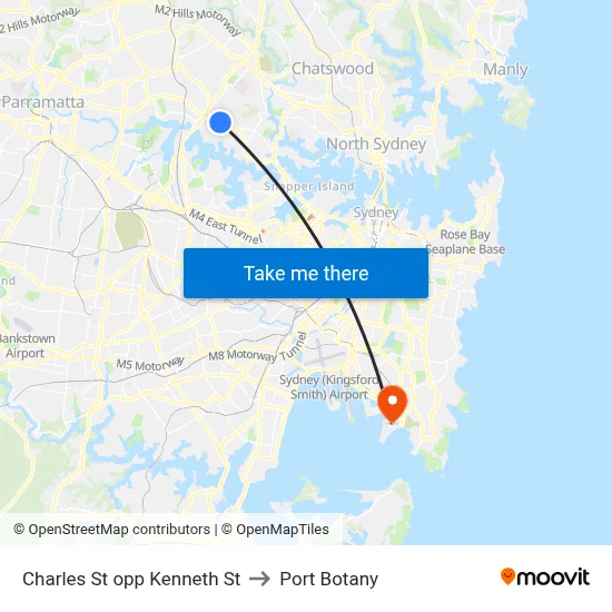 Charles St opp Kenneth St to Port Botany map