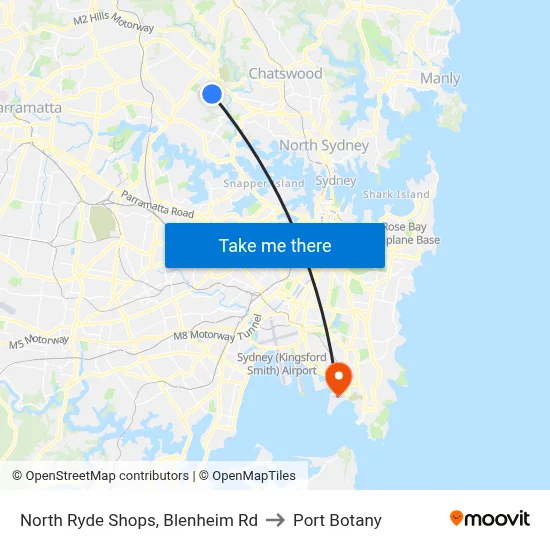 North Ryde Shops, Blenheim Rd to Port Botany map