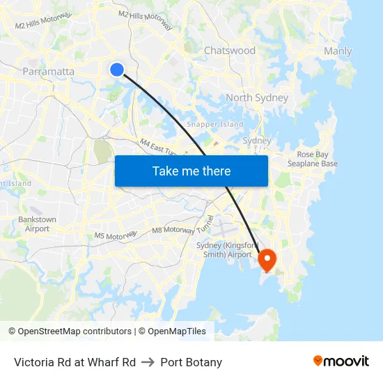 Victoria Rd at Wharf Rd to Port Botany map