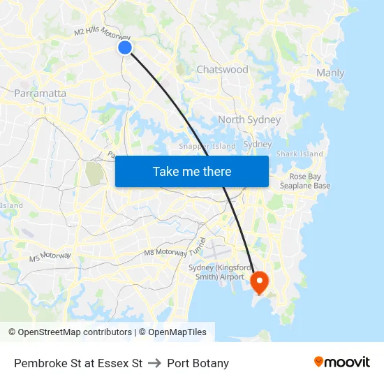Pembroke St at Essex St to Port Botany map