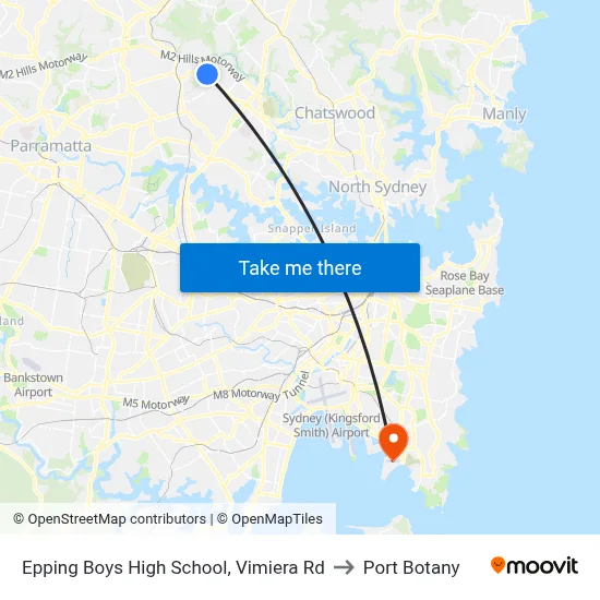 Epping Boys High School, Vimiera Rd to Port Botany map