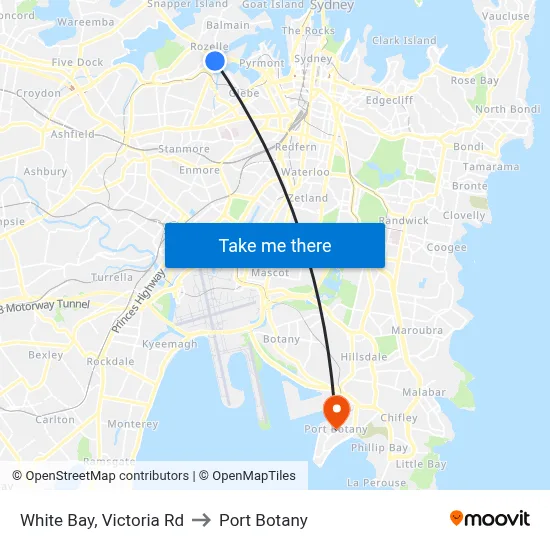 White Bay, Victoria Rd to Port Botany map