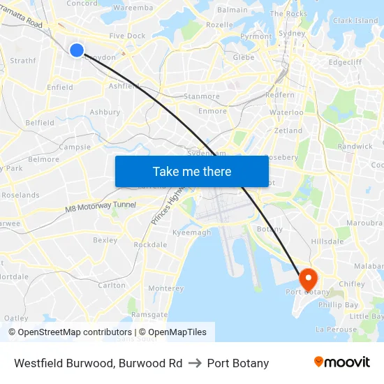 Westfield Burwood, Burwood Rd to Port Botany map