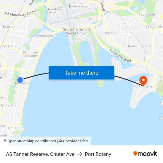 AS Tanner Reserve, Chuter Ave to Port Botany map