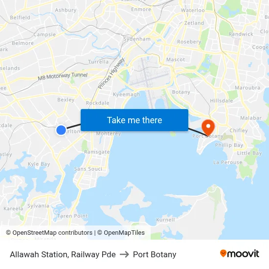Allawah Station, Railway Pde to Port Botany map