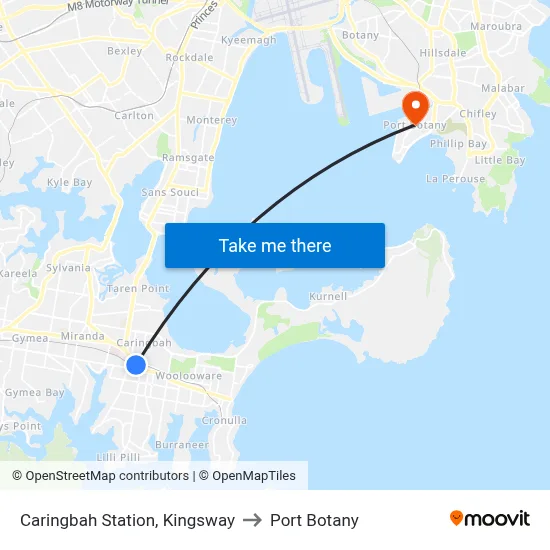 Caringbah Station, Kingsway to Port Botany map
