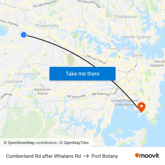 Cumberland Rd after Whalans Rd to Port Botany map