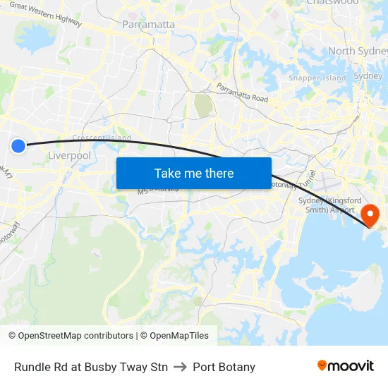 Rundle Rd at Busby Tway Stn to Port Botany map