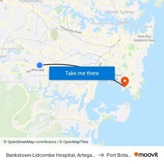 Bankstown-Lidcombe Hospital, Artegall St to Port Botany map