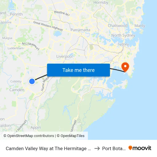 Camden Valley Way at The Hermitage Way to Port Botany map