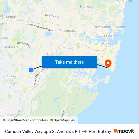 Camden Valley Way opp St Andrews Rd to Port Botany map