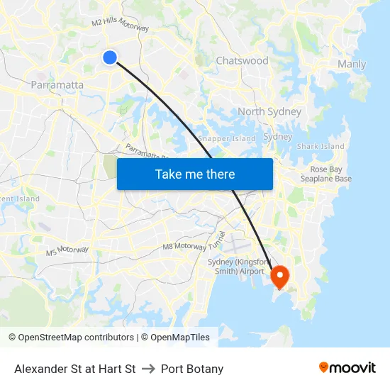 Alexander St at Hart St to Port Botany map