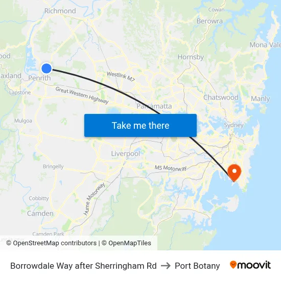 Borrowdale Way after Sherringham Rd to Port Botany map