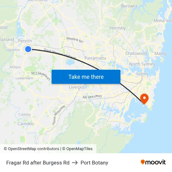 Fragar Rd after Burgess Rd to Port Botany map