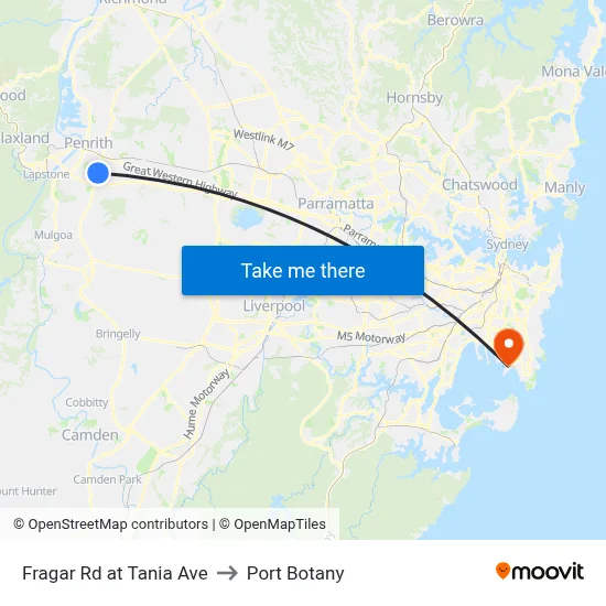 Fragar Rd at Tania Ave to Port Botany map