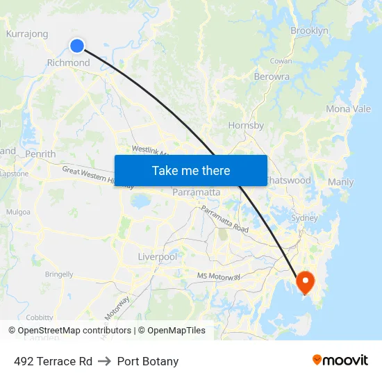 492 Terrace Rd to Port Botany map