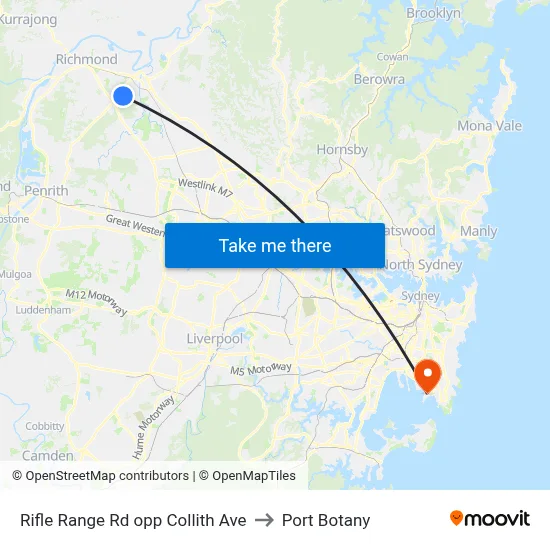 Rifle Range Rd opp Collith Ave to Port Botany map