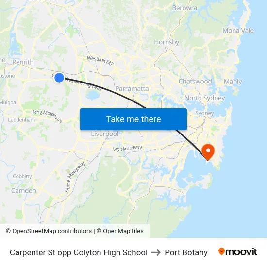 Carpenter St opp Colyton High School to Port Botany map