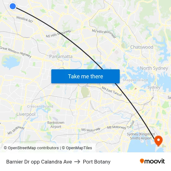 Barnier Dr opp Calandra Ave to Port Botany map
