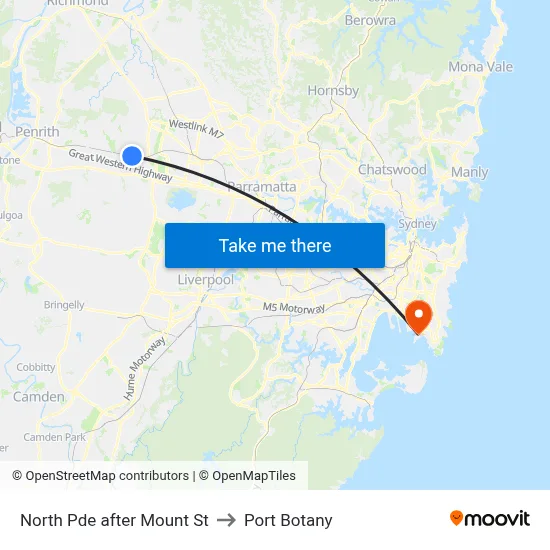 North Pde after Mount St to Port Botany map