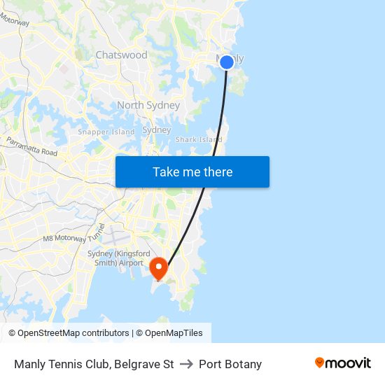 Manly Tennis Club, Belgrave St to Port Botany map