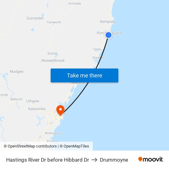 Hastings River Dr before Hibbard Dr to Drummoyne map