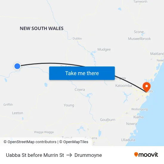 Uabba St before Murrin St to Drummoyne map