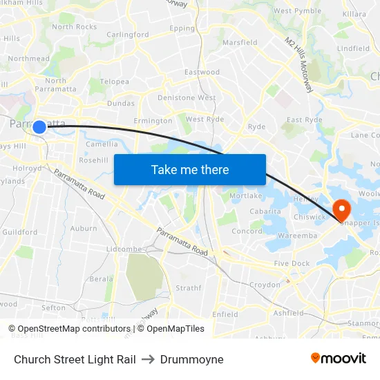 Church Street Light Rail to Drummoyne map