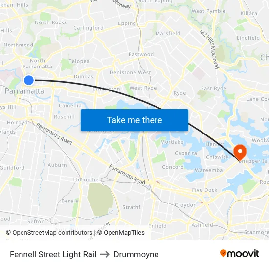 Fennell Street Light Rail to Drummoyne map