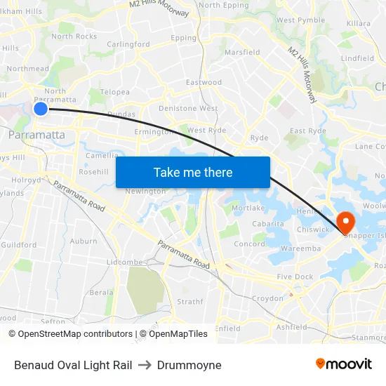 Benaud Oval Light Rail to Drummoyne map