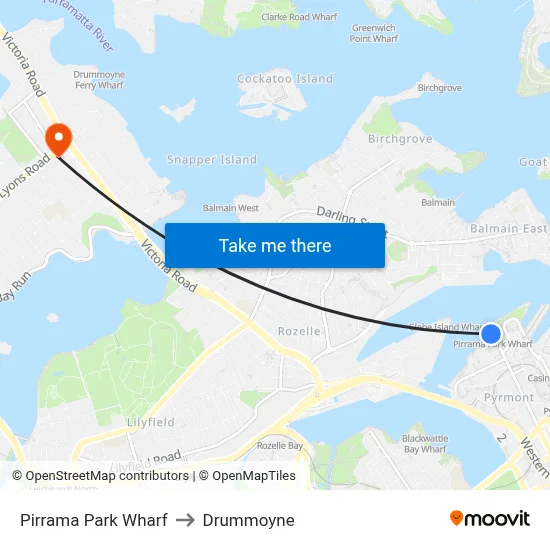 Pirrama Park Wharf to Drummoyne map