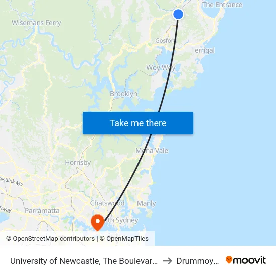 University of Newcastle, The Boulevarde to Drummoyne map