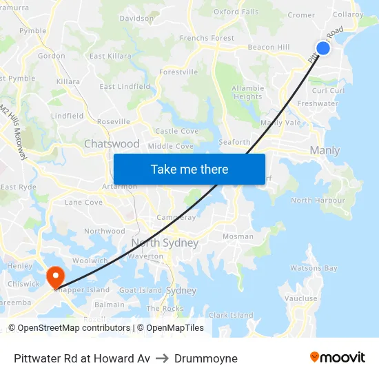 Pittwater Rd at Howard Av to Drummoyne map