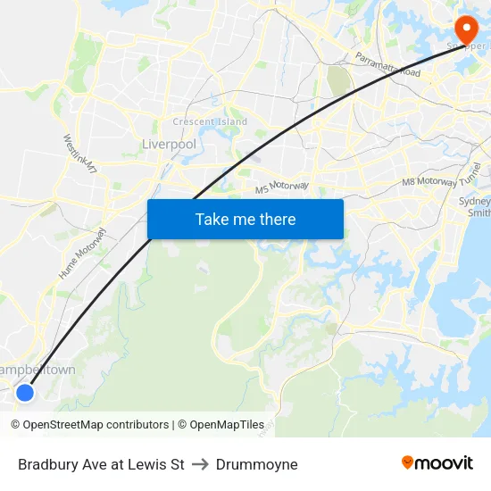 Bradbury Ave at Lewis St to Drummoyne map