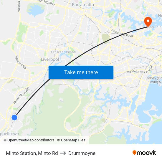 Minto Station, Minto Rd to Drummoyne map