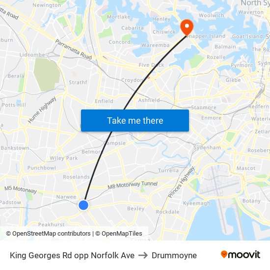 King Georges Rd opp Norfolk Ave to Drummoyne map