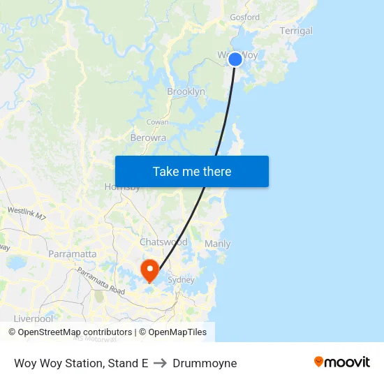 Woy Woy Station, Stand E to Drummoyne map