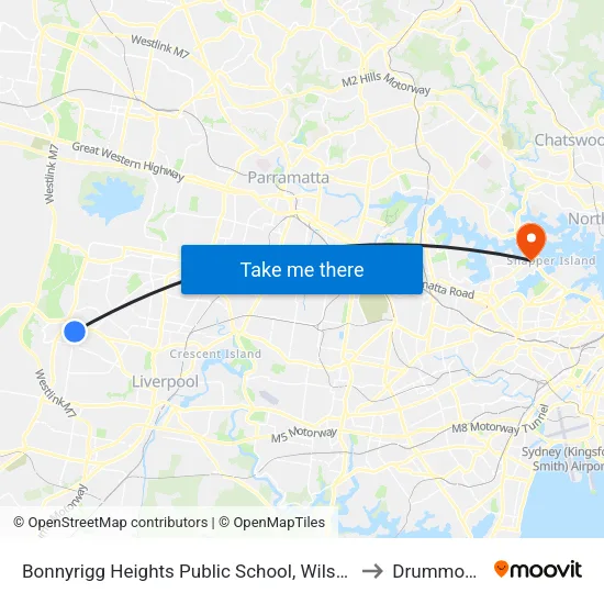 Bonnyrigg Heights Public School, Wilson Rd to Drummoyne map