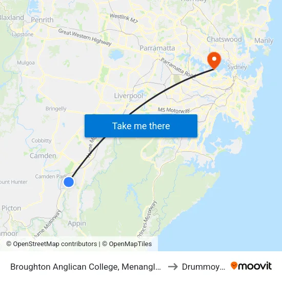 Broughton Anglican College, Menangle Rd to Drummoyne map