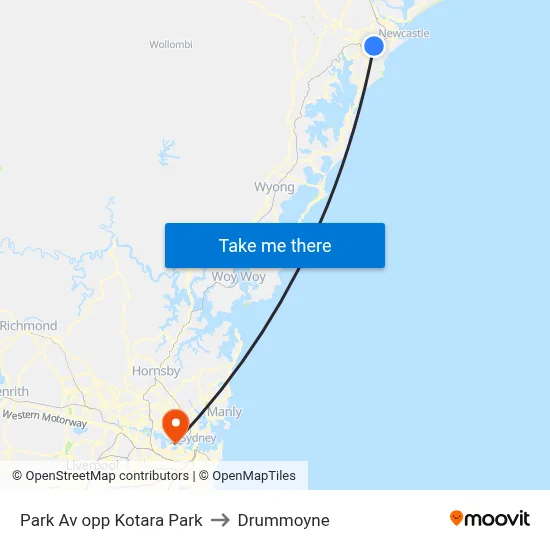 Park Av opp Kotara Park to Drummoyne map